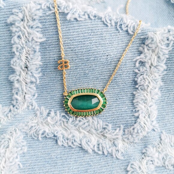 Alicia Bonnie Jewelry - Alicia Bonnie Kelly Gold Green Cat's Eye Necklace Trendy Jewelry